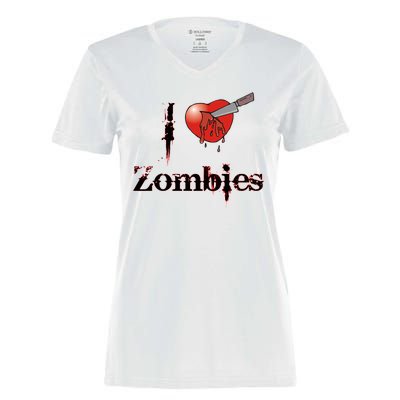 I Heart Zombies Women's Momentum V-Neck T-Shirt