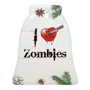 I Heart Zombies Ceramic Bell Ornament