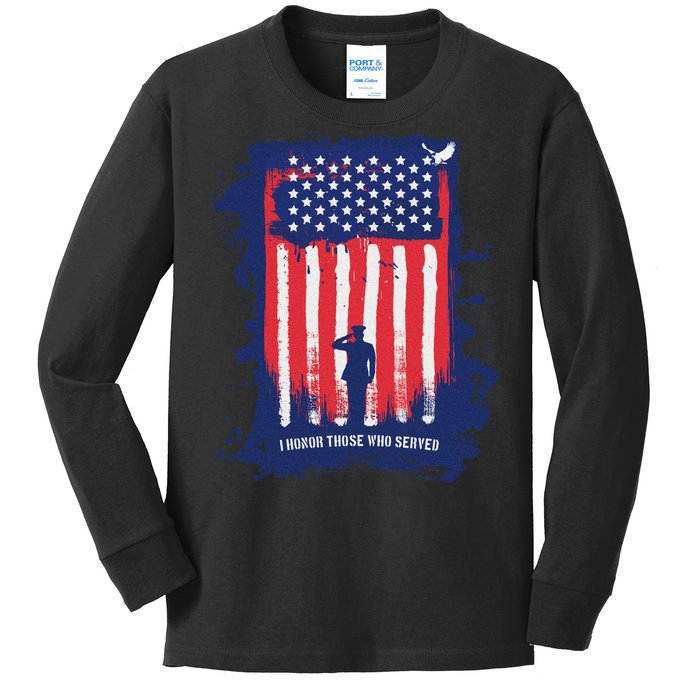 I Honor Those Who Served Kids Long Sleeve Shirt