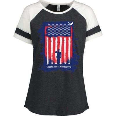 I Honor Those Who Served Enza Ladies Jersey Colorblock Tee