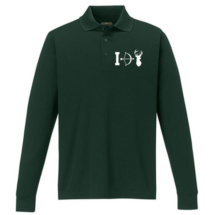 I Hunt Deer Performance Long Sleeve Polo