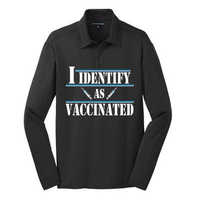 I Identify As Vaccinated Pro Vaccine Silk Touch Performance Long Sleeve Polo