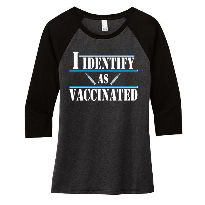 I Identify As Vaccinated Pro Vaccine Women's Tri-Blend 3/4-Sleeve Raglan Shirt