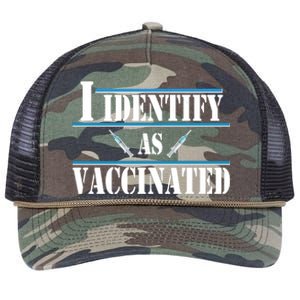 I Identify As Vaccinated Pro Vaccine Retro Rope Trucker Hat Cap