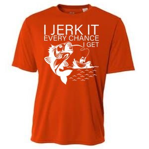 I Jerk It Every Chance I Get Funny Fishing Cooling Performance Crew T-Shirt