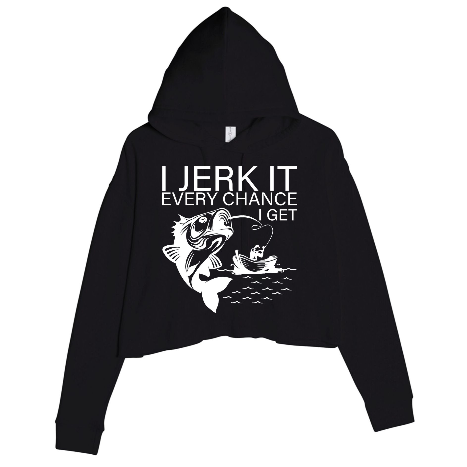 I Jerk It Every Chance I Get Funny Fishing Crop Fleece Hoodie