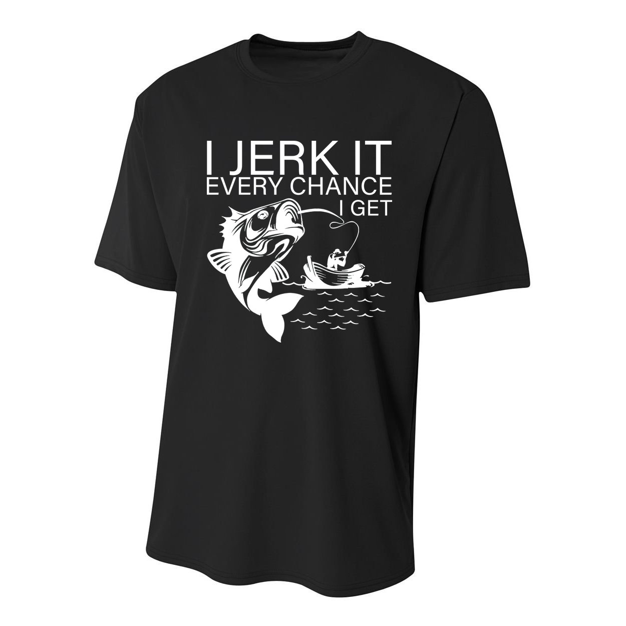 I Jerk It Every Chance I Get Funny Fishing Youth Performance Sprint T-Shirt
