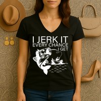 I Jerk It Every Chance I Get Funny Fishing Women's V-Neck T-Shirt