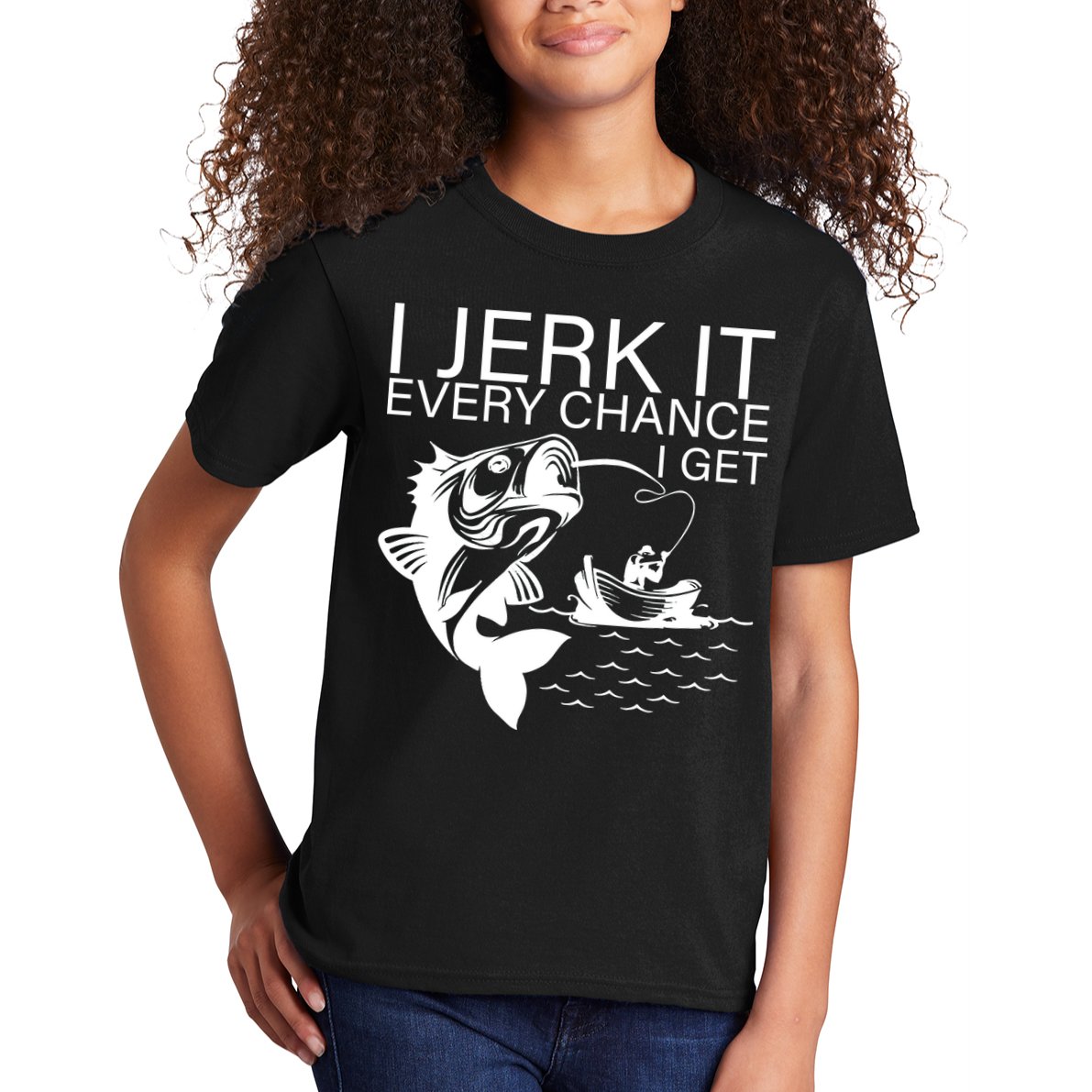 I Jerk It Every Chance I Get Funny Fishing Kids T-Shirt