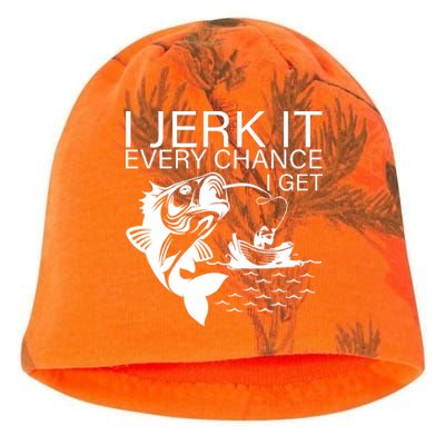 I Jerk It Every Chance I Get Funny Fishing Kati - Camo Knit Beanie