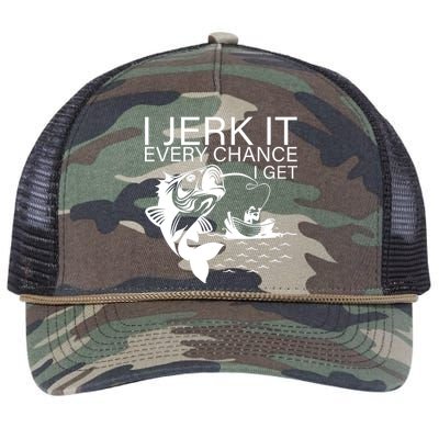 I Jerk It Every Chance I Get Funny Fishing Retro Rope Trucker Hat Cap