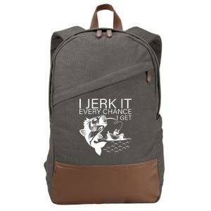 I Jerk It Every Chance I Get Funny Fishing Cotton Canvas Backpack