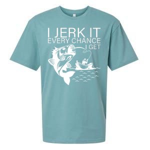 I Jerk It Every Chance I Get Funny Fishing Sueded Cloud Jersey T-Shirt