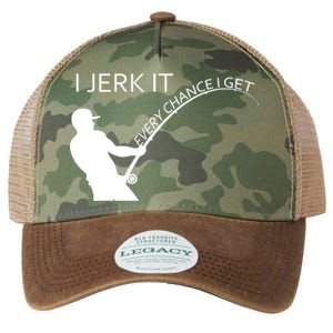 I Jerk It Funny Fishing Pole Legacy Tie Dye Trucker Hat