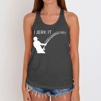 I Jerk It Funny Fishing Pole Women's Knotted Racerback Tank