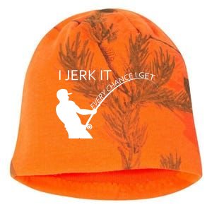 I Jerk It Funny Fishing Pole Kati - Camo Knit Beanie