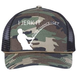 I Jerk It Funny Fishing Pole Retro Rope Trucker Hat Cap