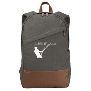 I Jerk It Funny Fishing Pole Cotton Canvas Backpack