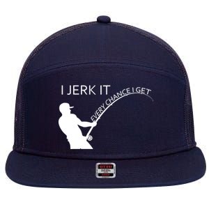 I Jerk It Funny Fishing Pole 7 Panel Mesh Trucker Snapback Hat