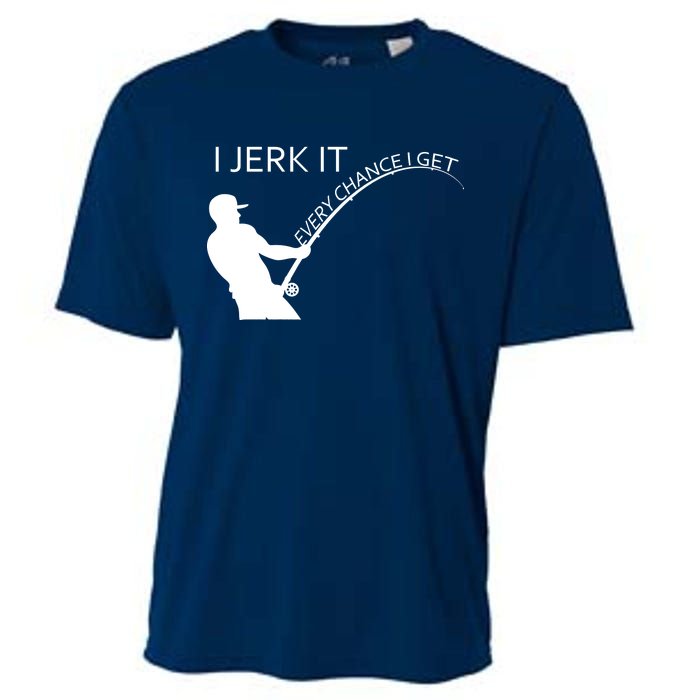 I Jerk It Funny Fishing Pole Cooling Performance Crew T-Shirt