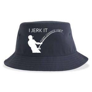 I Jerk It Funny Fishing Pole Sustainable Bucket Hat