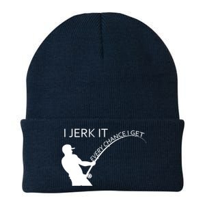 I Jerk It Funny Fishing Pole Knit Cap Winter Beanie