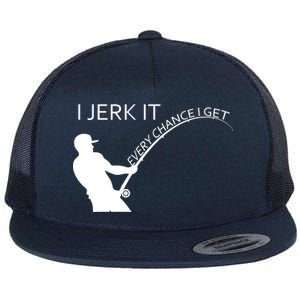 I Jerk It Funny Fishing Pole Flat Bill Trucker Hat