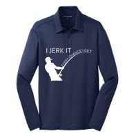 I Jerk It Funny Fishing Pole Silk Touch Performance Long Sleeve Polo