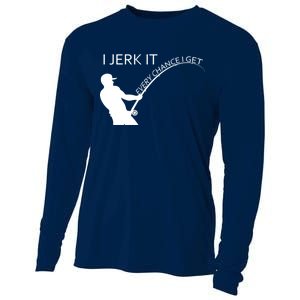 I Jerk It Funny Fishing Pole Cooling Performance Long Sleeve Crew