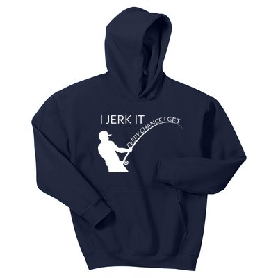 I Jerk It Funny Fishing Pole Kids Hoodie