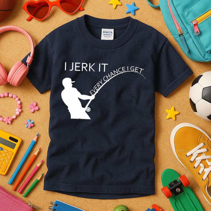 I Jerk It Funny Fishing Pole Kids T-Shirt