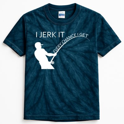I Jerk It Funny Fishing Pole Kids Tie-Dye T-Shirt