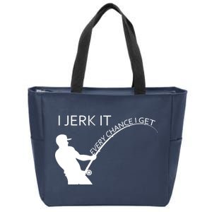 I Jerk It Funny Fishing Pole Zip Tote Bag