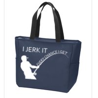 I Jerk It Funny Fishing Pole Zip Tote Bag