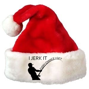 I Jerk It Funny Fishing Pole Premium Christmas Santa Hat