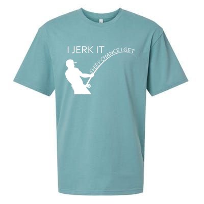 I Jerk It Funny Fishing Pole Sueded Cloud Jersey T-Shirt