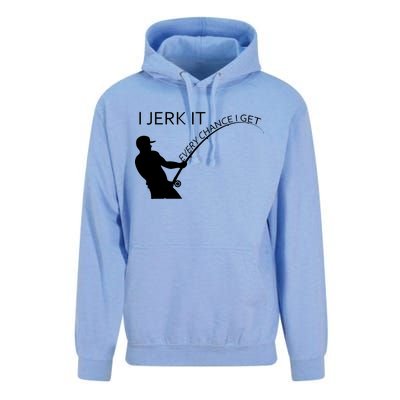 I Jerk It Funny Fishing Pole Unisex Surf Hoodie