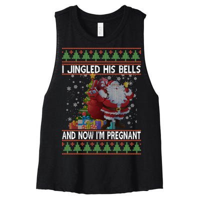 I Jingle His Bells Now I'm Pregnant Ugly Christmas Women's Racerback Cropped Tank