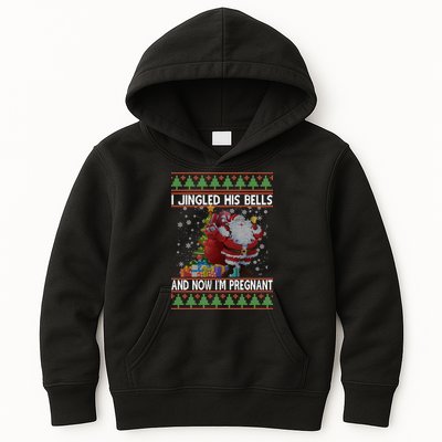 I Jingle His Bells Now I'm Pregnant Ugly Christmas Kids Hoodie