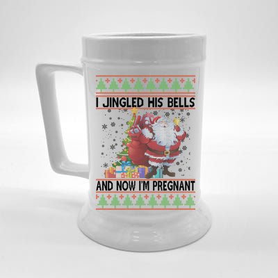 I Jingle His Bells Now I'm Pregnant Ugly Christmas Beer Stein