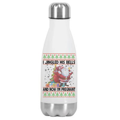 I Jingle His Bells Now I'm Pregnant Ugly Christmas Stainless Steel Insulated Water Bottle