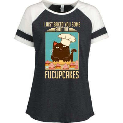 I Just Baked You Some Shut The Fucupcakes Cat Enza Ladies Jersey Colorblock Tee