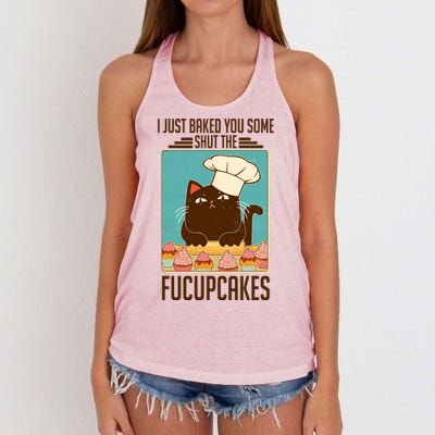 I Just Baked You Some Shut The Fucupcakes Cat Women's Knotted Racerback Tank