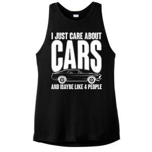 I Just Care About Cars and Maybe Like 4 People Ladies PosiCharge Tri-Blend Wicking Tank