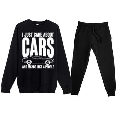 I Just Care About Cars and Maybe Like 4 People Premium Crewneck Sweatsuit Set