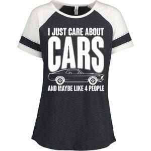 I Just Care About Cars and Maybe Like 4 People Enza Ladies Jersey Colorblock Tee