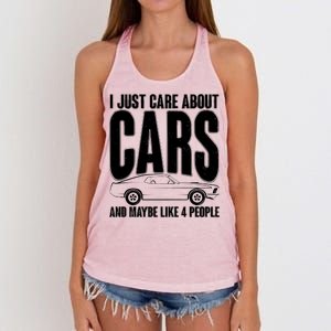 I Just Care About Cars and Maybe Like 4 People Women's Knotted Racerback Tank