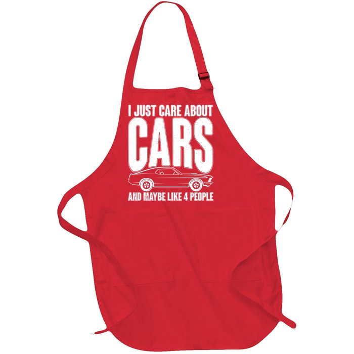 I Just Care About Cars and Maybe Like 4 People Full-Length Apron With Pockets