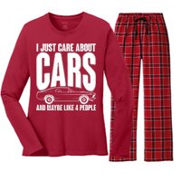 I Just Care About Cars and Maybe Like 4 People Women's Long Sleeve Flannel Pajama Set 