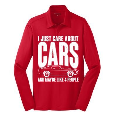 I Just Care About Cars and Maybe Like 4 People Silk Touch Performance Long Sleeve Polo